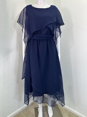 New VTG 1980s Sz 10 Samax Blue Chiffon Overlay Dress Fairycore Formal Whimsigoth