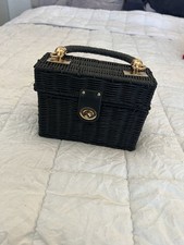Zara Black Wicker Minaudiere Box Bag with Gol...
