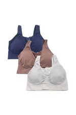 Rhonda Shear 3pk Cotton Blend Ahh Bra w/ Lace Inset Navy