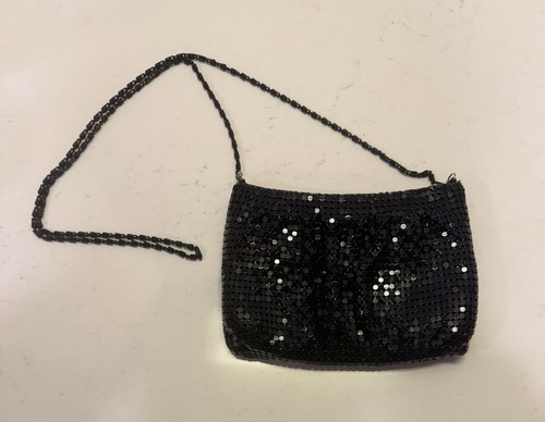 Emp Orr Vintage Black Mesh Beaded Evening Bag Art Deco Goth Glam Retro Disco