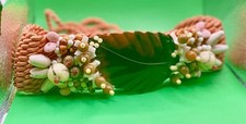 Vintage Tropical Seashells Rope Belt, Orange. Very Good Condition.