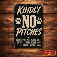 Text Bold Central Word Soliciting Dog Warning Sign Retro Metal Door Plate