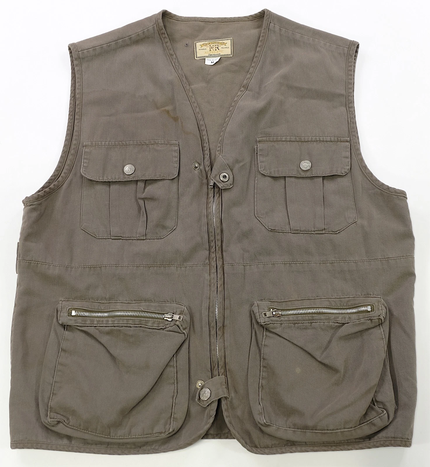Rare VTG NEW RIVER CO Hunting Fishing Utility Vest Jacket 80s 90s USA Brown SZ M