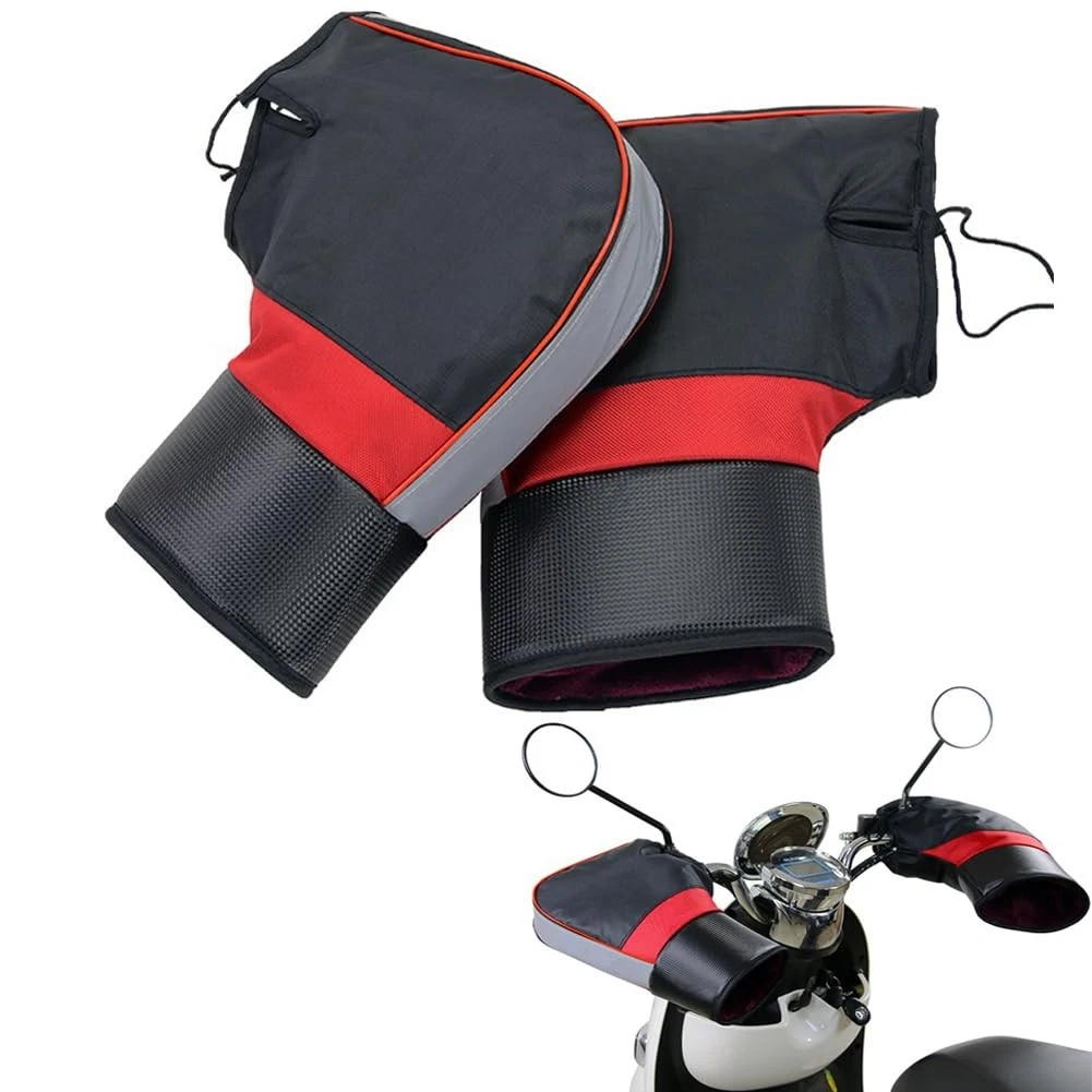 Motorcycle Handlebar Muffs Gloves Leather cuff muffs (with reflective stripe)