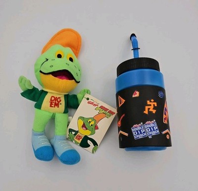 Vintage Kelloggs Lot Dig Em Frog Honey Smacks Bean Bag Plush 7'' and Water Bottle