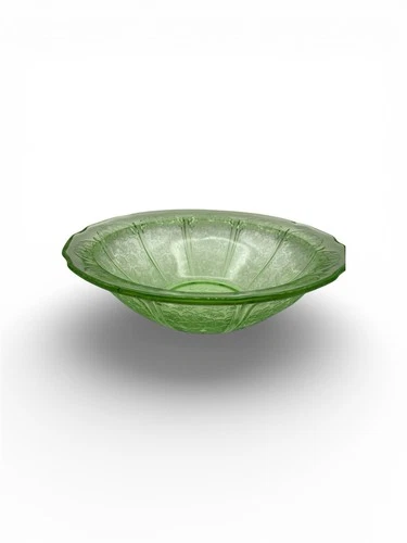 Green Depression Jeanette Cherry Blossom 8 1/2" Serving Fruit Bowl- Excellent!