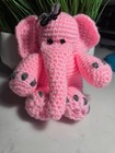 Hand Crocheted Stuffed Pink Elephant 8" — photo 1