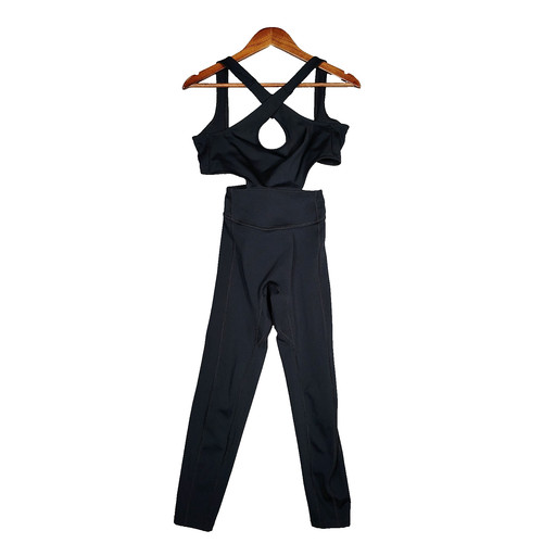 Free People Movement Jumpsuit Women's Small Black Cutout Sleeveless Workout