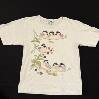 Dolphin Shirt Company White T- Shirt Single Stitch Large USA Womens Vintage Bird
