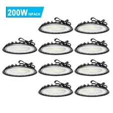 10Pcs 200W UFO LED High Bay Light Commercial Industrial Gym Shop Garage Light