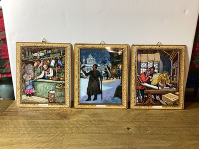 3 Schmidt Lebkuchen Biscuit Tin Wall Hanging,Merchant, Printer, Night Watchman