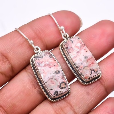 Natural Asteroid Jasper 925 Sterling Silver Earring 1.56'' E7, Christmas Gift