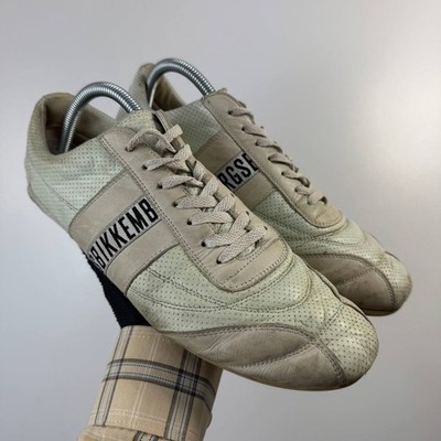 Bikkembergs Leather Low Top Sneakers Cream White Men Size US 9 / EU 42