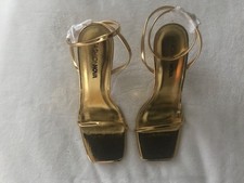 FASHION NOVA Ready Or Knot Heeled Sandals - Gold size 7.5
