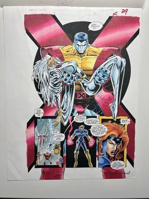 Original Marvel Comic Prod. Color Guide   X-Men Colossus & Storm   Handkoloriert