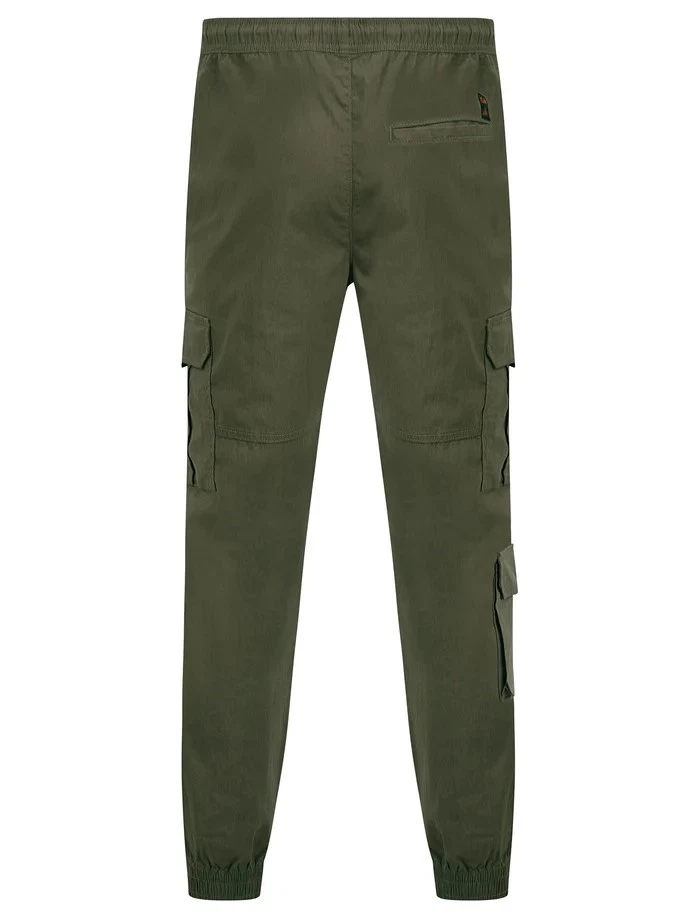 Tokyo Laundry Stretch Cotton Blend Elastic Waist Cargo Trousers - Green - Image 3 of 4