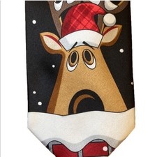 Yule Tie Greetings Hallmark Mens Christmas Reindeer Chimney Sleigh Necktie