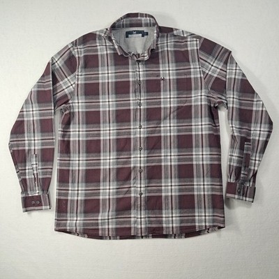 Coast The Anchor Button Down Men's Large Long Sleeve Maroon Plaid Shirt