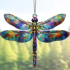 Gift for Women Dragonfly Decor Suncatcher Effect, Dragon Fly Stained Glass Effec