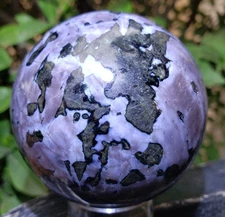 2.5" Indigo Gabbro Mystic Merlinite Blizzard Stone Crystal Sphere Orb Ball, 423g