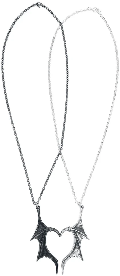 Alchemy Gothic Halskette Unisex Demon Wings Sweetheart schwarz/silberfarben - Bild 2 von 4