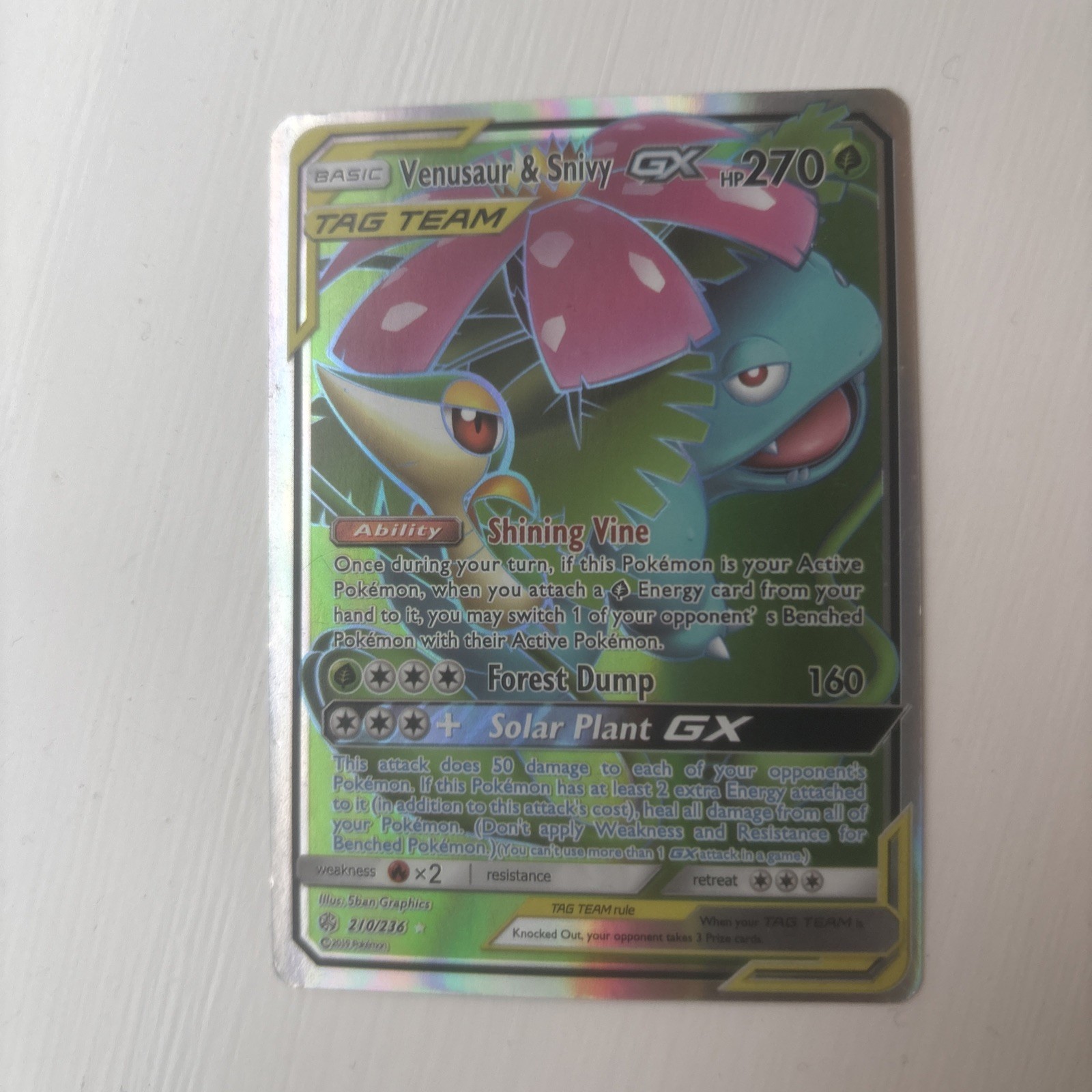 Pokemon Venusaur & Snivy GX 210/236 Cosmic Eclipse Ultra Rare Near Mint