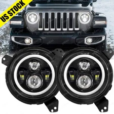 Pair 7" LED Headlights Hi/Lo/DRL + Brackets For Jeep Wrangler JL Gladiator 18-23