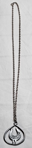 Vtg Colonial Pewter Bird Pendant 24" Silver Tone Chain Necklace - Picture 3 of 3