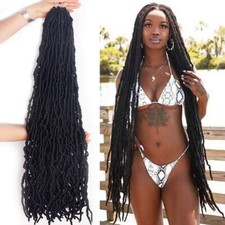 4 pack 36 in soft Locs Crochet Braids Hair pre looped color 1B black.     I5