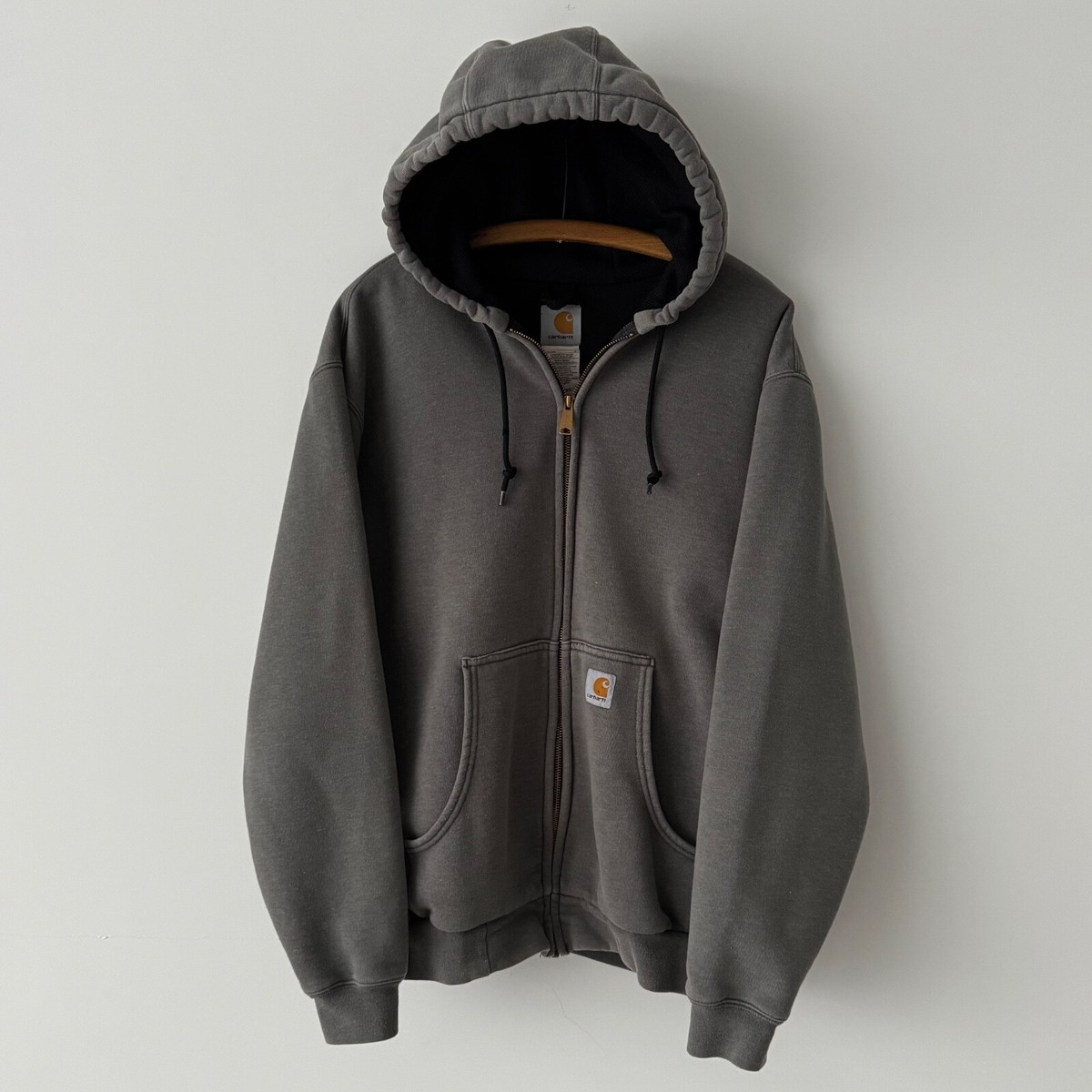 Vintage 00s Carhartt Thermal Lined Work Grey Zip Hoodie Size