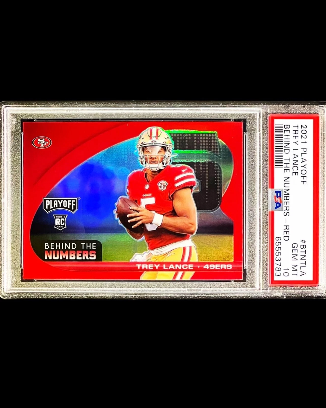 Trey Lance Panini Playoff Behind the Numbers #BTNTLA Red