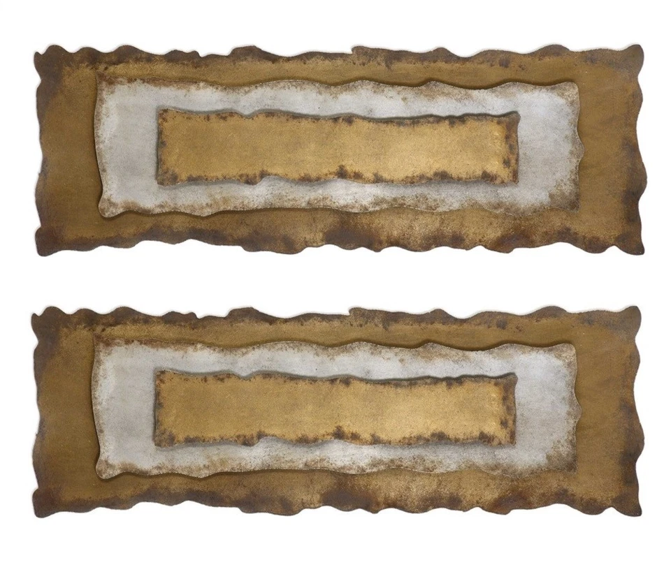 Moderno conjunto de 2 capas de paneles de pared de metal Jaymes bronce plata oro ~ máximo 04127 Foto 4 de 4