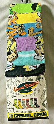 Men's Crew Socks One Size Hanna Barbera Casual Dress NEW Yogi Muttley 6 Pairs