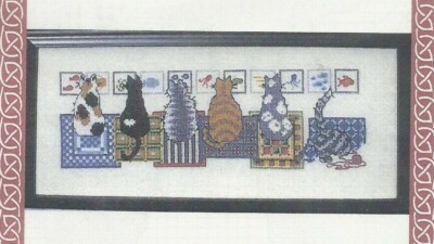 WHAT CATS DO--Cats Looking at Pictures of Fish-Yarn-Counted Cross Stitch Pattern