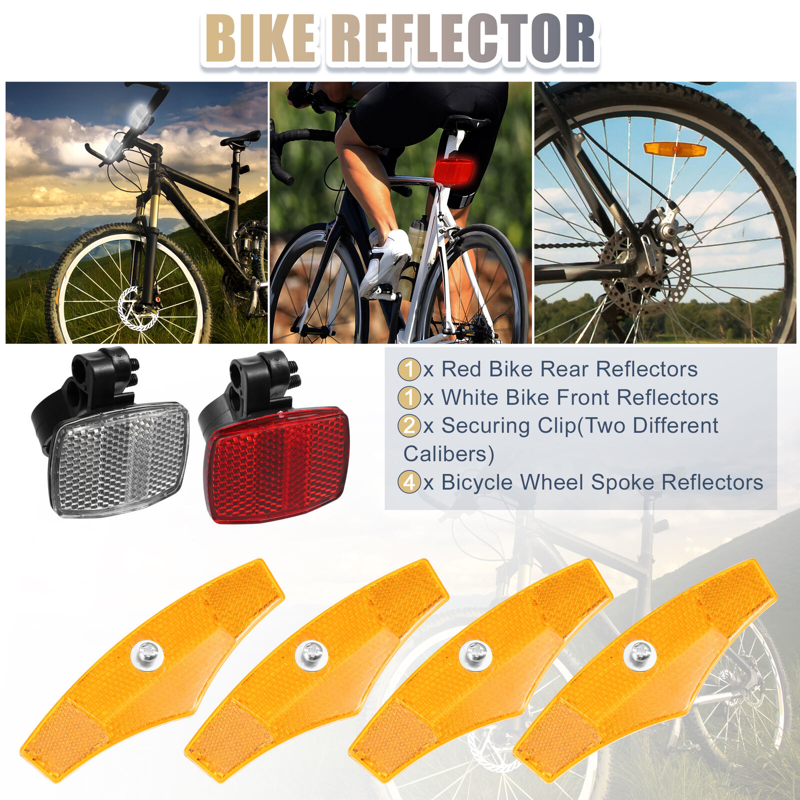 6 pièces kit réflecteur avant arrière pour vélo ruban réfléchissant jante  montagne rouge blanc 743151560213