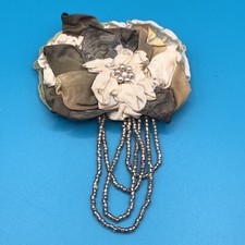 Flower Multilayered Pin Bouquet Embellishment with Dangling Seed Beads