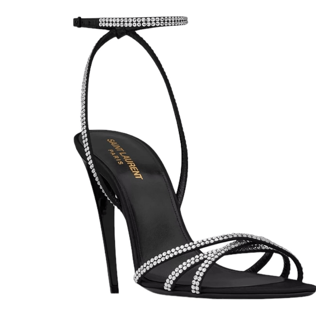 Sandali Saint Laurent Ava in raso crepe con strass taglia 9 (39)