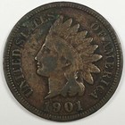 1901 United States Indian Head Cent Penny - Fine (F) KM#90a - 4455-AH — photo 1