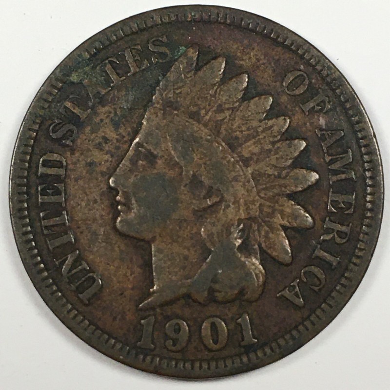 1901 United States Indian Head Cent Penny - Fine (F) KM#90a - 4455-AH