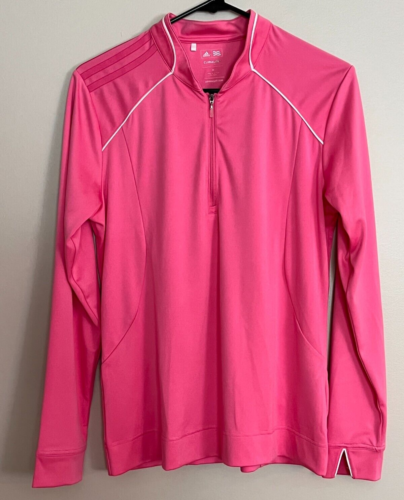 Adidas Golf Pink CLIMALITE Top Sweatshirt 1/4 Zip Long Sleeve, Women's Size M - Picture 1 of 12