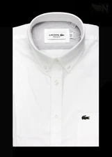 NWT Lacoste Men LS Crocodile Logo Regular Fit Cotton Oxford Shirt MSRP $120