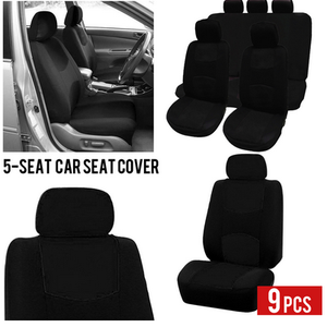 9PCS Universal Car Seat Covers Front Rear Head Rests Full Set Auto Seat Cover