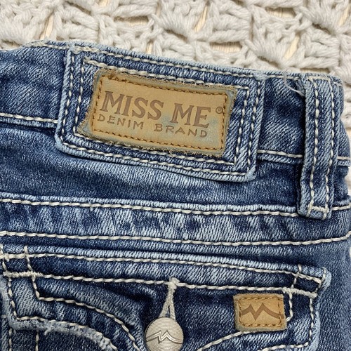 Miss Me Cropped Jeans Youth Girls Sz 14 Capri Blue Denim Flap Pockets Waist 24 - Picture 5 of 11