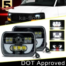 300W 7x6  LED Headlights Pair Hi-Lo Beam DRL For GMC Savana 1500 2500 3500