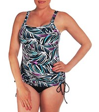 NWT Speedo Tribal Palm Side Shirred Tankini Swim Bathing Suit Top 6, 8 or 10