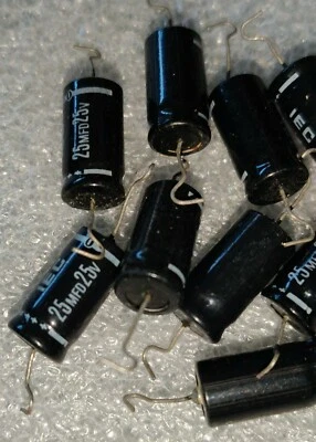 NOS - 25uF/25mfd 25v Electrolytic Axial Lead Capacitor (qty discounts)