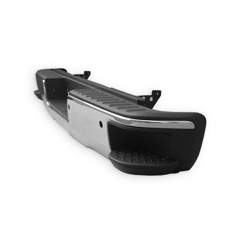 NEW 2014-18 CHROME CHEVY SILVERADO GMC SIERRA 1500 REAR BUMPER ASSEMBLY W PARK - Picture 2 of 4
