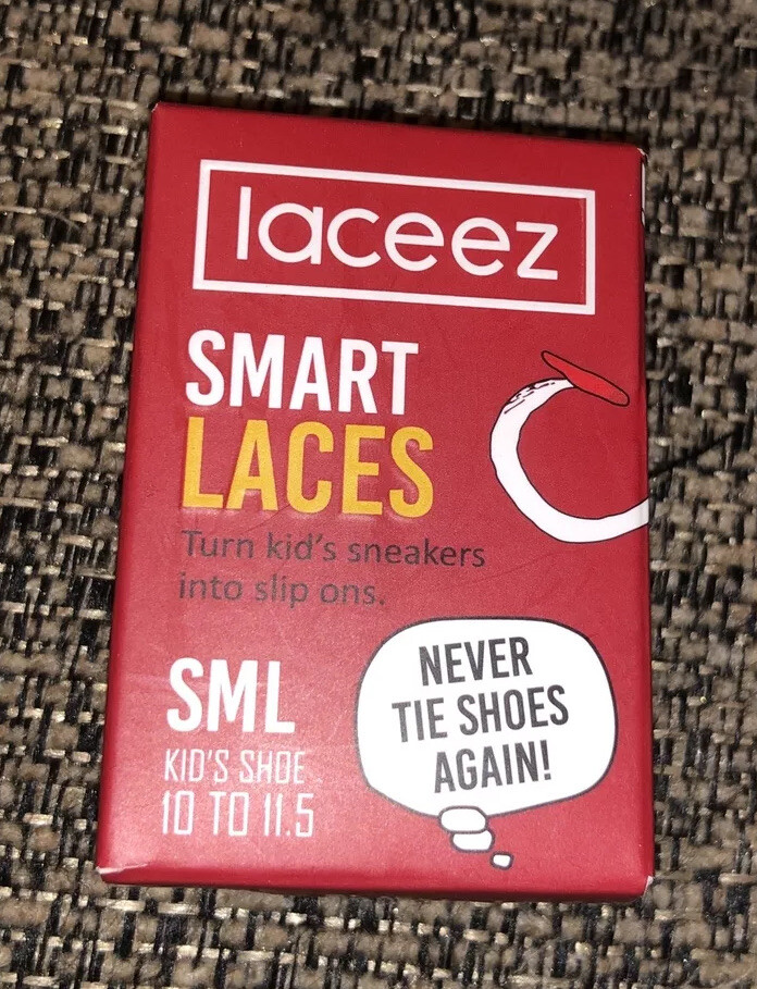 Laceez Smart Lace /No Tie Shoe Laces/Kids Small Never Tie Your Shoe Again!  White
