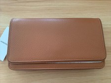 New Nordstrom Sandra Leather Clutch Handbag  Leather Chain Strap Tan