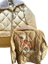 Vintage Tempco Goose Down insulated Puffer Jacket Tan Size 44 Back Painted Ram